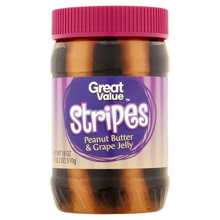 Great Value Peanut Butter & Grape Jelly Stripes, 18 oz
