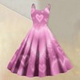thumbnail image 2 of LWavelet 2026 Valentine's Charming Heart Print Dress, Spaghetti Strap Fitted Waist Flared Swing Valentine Sundress Hot Pink 2XL, 2 of 4