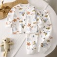 thumbnail image 2 of TOWED22 Cotton 2 Piece Pajamas Boys Girls Long Sleeve Sets Toddler Pjs Kids Sleepwear Sets 3 6 9 12 18 24 Months 2t 3t 4t 5t 6t 7t 8t 9t(Brown,5-6 Y), 2 of 5