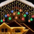 thumbnail image 4 of Christmas Snowflake Curtain Light Home Party Decoration Lights 16Snowflake 80Mini LED 11.5ft Light String Lights For Holiday Decor, 4 of 7