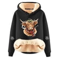 thumbnail image 4 of NinXxx Women's Cow Print Lined Soft Warm Pullover Hoodie Fashion Comfort Black XXL, 4 of 4