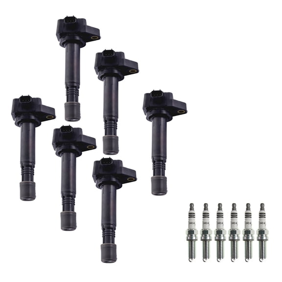 6 ISA Ignition Coil and NGK Spark Plug For Honda Odyssey Accord Crosstour Pilot Ridgeline Acura RL TL TSX 3.5L V6 2008 2009 2010 2011 2012 2013 2014 2015 2016 2017 Replacement for UF624 93175