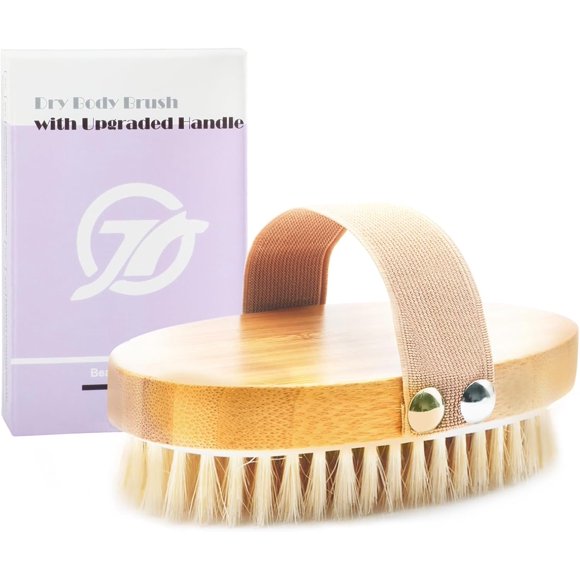 FREATECH Brosse Corporelle Sèche, Poils Naturels Exfoliants pour Peau Sèche, Élimine la Cellulite, Améliore la Circulation et le Drainage Lymphatique, Brosse de Bain pour Douche