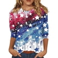 thumbnail image 2 of HAVUITYY Independence Day 3/4 Sleeve Sweaters for Womens, Plus Sized Fashion Flag Printed Crew-Neck Pullover, Women's Spring Going Out Tops for Gifts & Wear, 2 of 5