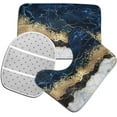 thumbnail image 3 of Bath Mat for Bathroom Rugs Navy Blue Marble Gold Abstract Sets 3 Piece Shower Mats Memory Foam Non Slip Toilet Tub Floor Rug Soft Thick Light Luxury Absorbent Washable for Home Hotel Decor, 3 of 6