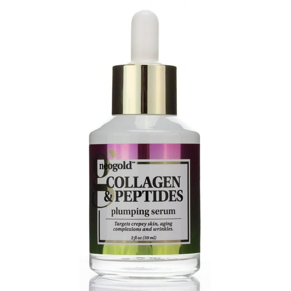 Neogold Collagen & Peptides Plumping Skin Care Facial Serum. Neck & Face Skincare Serum Helps Reduce Appearance Of Crepey Skin Aging Complexions Sagging Skin & Wrinkles Large 2 Fl Oz