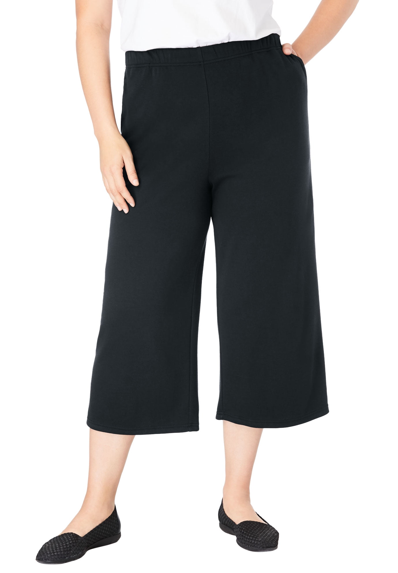 Woman Within - Woman Within Women's Plus Size 7-Day Knit Culotte Pants ...