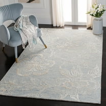 SAFAVIEH Glamour Bernadette Distressed Floral Area Rug, Light Blue/Ivory, 5' x 8'