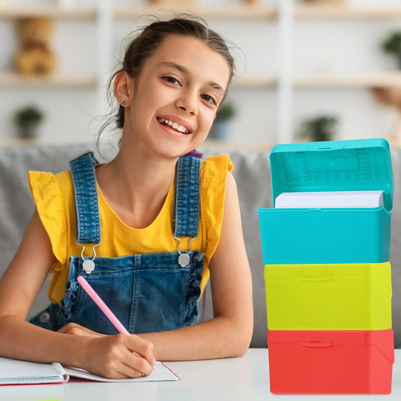 Index Card Holder Box 3x5In, Flash Note Card Holder Box Organizer Case, 3x5 Index Card Storage File Box, 4 Colors Pack