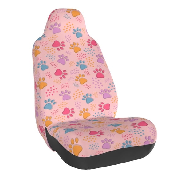 Fuzoiu Colorful Pets Paws Print Elastic Car Seat Covers, Seat Cover Protector,Universal Fit Interior Covers for Most Cars,Washable Seat Cover Non Slip for SUV,Sedan,Van