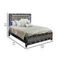 thumbnail image 6 of Bet Queen Bed, Silver Faux Leather Upholstery, LED, Crystal Accents, Black, 6 of 7