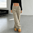 thumbnail image 2 of Morttic Women's Leopard Print High Waist Drawstring Casual Long Pants – Side Pockets Fashionable Summer Trousers Light Leopard Print，M, 2 of 6