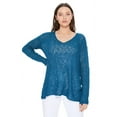 thumbnail image 2 of YEMAK Women's Long-Sleeve V-Neck Casual Knit Top Sweatshirt Pullover Sweater MK3392-TEALBLUE-L, 2 of 8