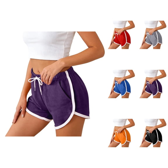 Athletic Running Shorts for Women Summer Casual Lightweight Elastic Waist Fitted Workout Gym Shorts with Pockets