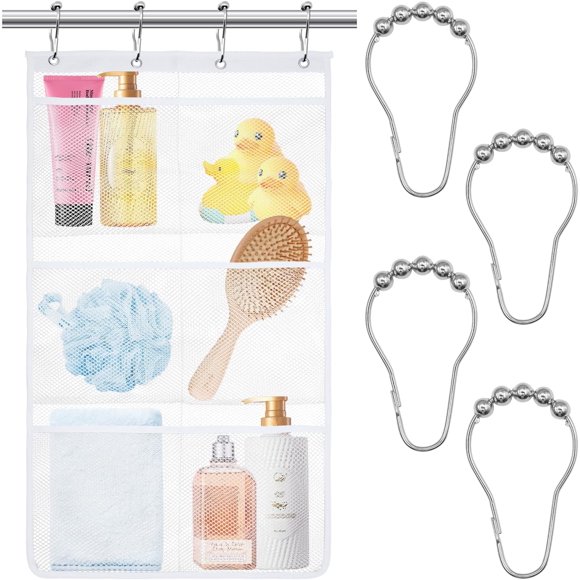 HADEEONG Mesh Shower Caddy Hanging Shower Organizer, Quick Dry Mesh Caddy with 6-Pocket Bath Organizer, 1 Pack