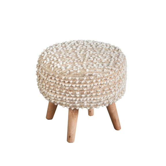 Natural Boucle Handwoven Foot Stool