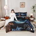 thumbnail image 4 of Manfei Retro Cowboy Hat Full Size Comforter Sets 3-Piece, Farm Horse Bedding Comforter Set, Black Blue Farmhouse Bedding Sets, Ultra Soft Home Decor, 4 of 8