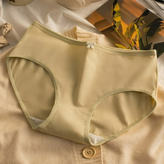 LYEAA 100% Cotton Underwear for Women Mid Waisted Cool Briefs Breathable Comfort Solid Daily Panties Full Fashionable Underpants Green L