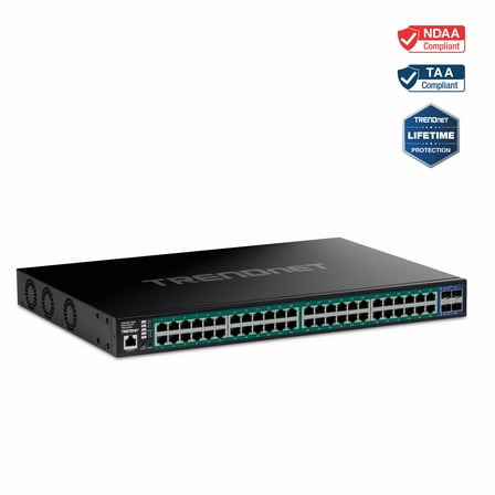TRENDnet TPE-3524S, 52-Port Gigabit Web Smart PoE  Switch with 10G SFP 
Slots