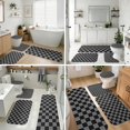 thumbnail image 4 of Black and Gray Checkered Pattern Bathroom Rug Set 4 Piece,Includes Contour,Lid Cover,Bath Mat,Non-Slip Extra Soft Absorbent Washable, 4 of 5