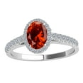thumbnail image 3 of Mauli Jewels Rings for Women 1.75 Carat Diamond and Oval Shaped Garnet Ring Shared-Prong-Setting 10K White Gold, 3 of 6
