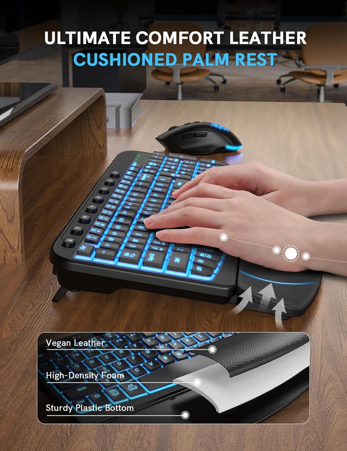 Wagpak Ergonomic Wave Keyboard and Mouse, Rechargeable RGB photo 4