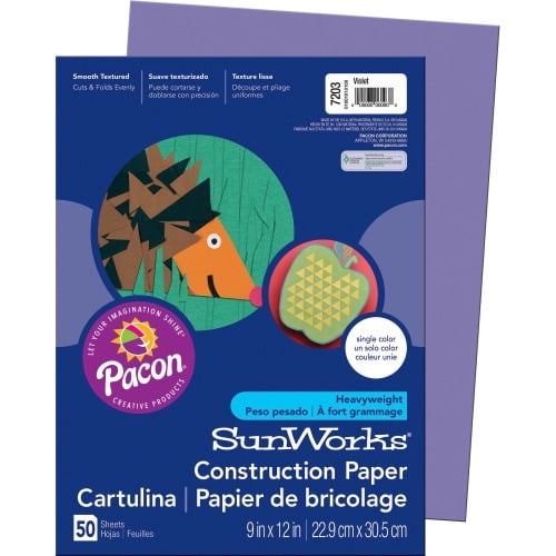 SunWorks Construction Paper Multipurpose - 12' x 9' - 50 / Pack - Violet - Paper