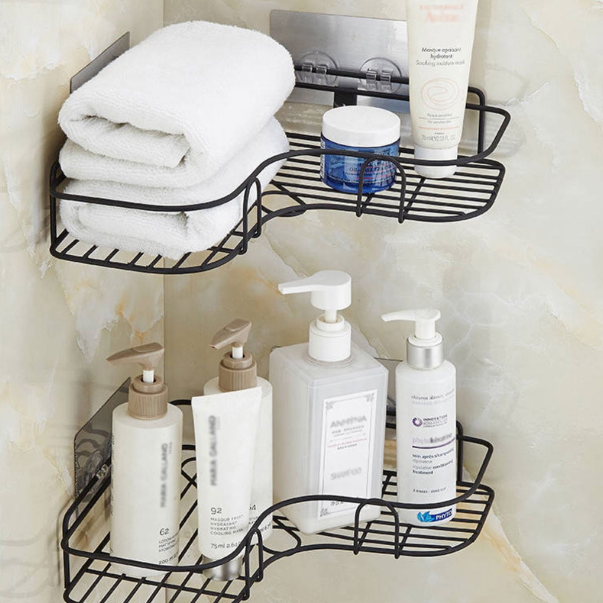 1/2pcs Corner Shower Shelves, Bathroom Storage Rack, Punch-Free Shower  Shelf For Inside Shower, Shampoo Soap Holder For Shower Wall, Bathroom  Caddy Or