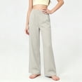 thumbnail image 2 of nerohusy Kids Wide Leg Pants Girls Elastic High Waisted Sports Pants Casual Solid Full Length Leg Pants with Pockets 14-15 Years, 2 of 6