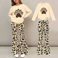 thumbnail image 2 of Cethrio Girls Graphic Outfit Sets, Spring Fall Long Sleeve 2 PC Casual Girls' Clothing Sets Beige Size 5-6 T, 2 of 7