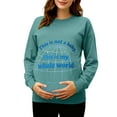 thumbnail image 2 of RKSTN Maternity Sweatshirt for Women Plus Size Crewneck Pregnancy Graphic Print Pullover Hoodless Sweatshirts Top Womens Casual Oversized Round Neck Loose Comfy Funny Printed Long Sleeve Sweatshirt, 2 of 7