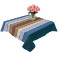 thumbnail image 2 of Blue Brown Table Cloth Waterproof Tablecloths, Farmhouse Wood Grain Vintage Vertical Striped Tablecloth Dining Table Cover for Kitchen Party Tabletop Outdoor, Square Tablecloth 60x60 Inch, 2 of 9