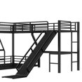 thumbnail image 6 of L-Shaped Twin over Full Bunk Bed Frame with Twin Size Loft Bed Frame and Charging Station, Metal Triple Bunk Bed with Desk and Slide for Bedroom, Apartment, Mattress Not Included, Black, 6 of 9