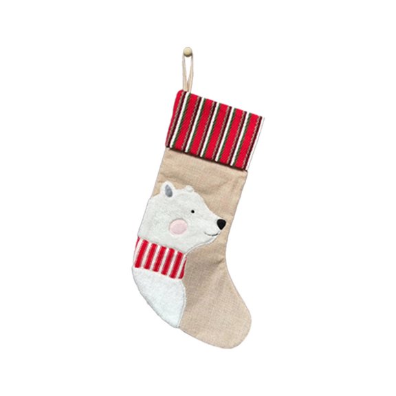 Feledorashia Christmas Burlap Stocking, Christmas Stocking Ornament, Christmas Accent for Christmas Tree Mantel Wreath Window Gift, Burlap Fabric with Mini Stocking Shape and Attached Hanging Loop