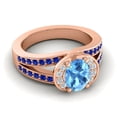 thumbnail image 3 of Diamond-Capitals 2.35 Carat Sparkle Oval Cut Blue Topaz & Blue Sapphire Gemstone Proposal Ring for Women Solid 14K Rose Gold Size 8.5, 3 of 8