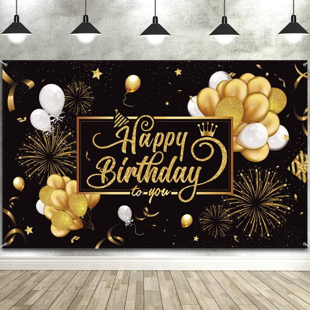 Vertical Black And Copper Gold Stripes Birthday Party Bunting Banner 