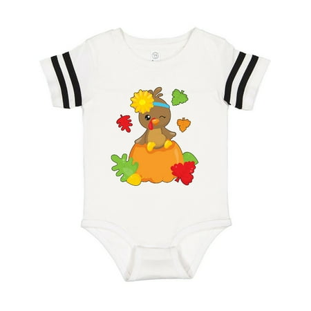 

Inktastic Cute Turkey on Pumpkin for Thanksgiving Gift Baby Boy or Baby Girl Bodysuit