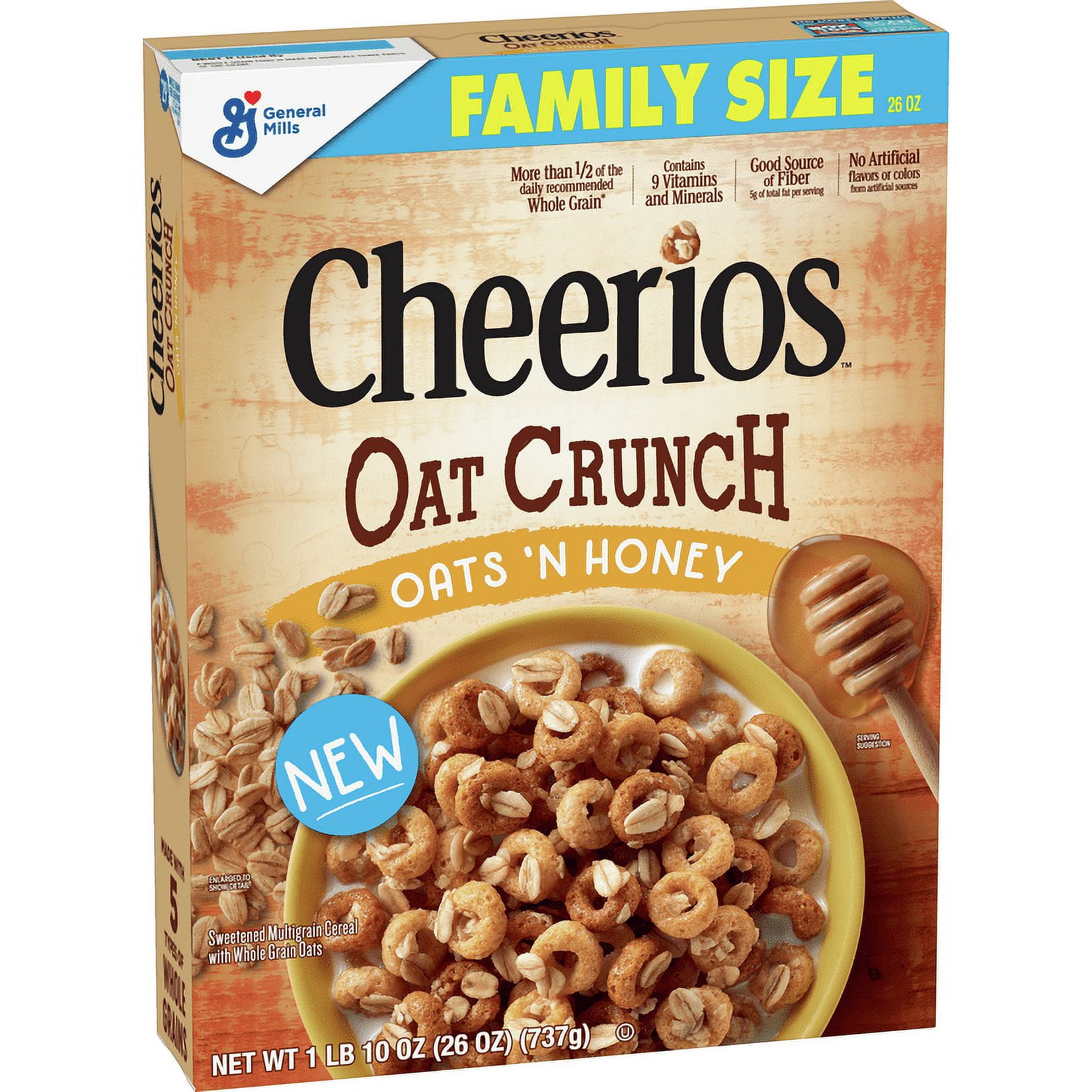 Cheerios Oat Crunch Oats & Honey Breakfast Cereal, 26 oz