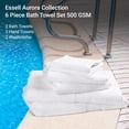 thumbnail image 5 of Aurora Collection 6 Piece Bath Towel Set, 100% Cotton, Durable, Quick Dry & Light Weight, 2 Bath Towels, 2 Hand Towels, 2 Washcloths - White, 5 of 7