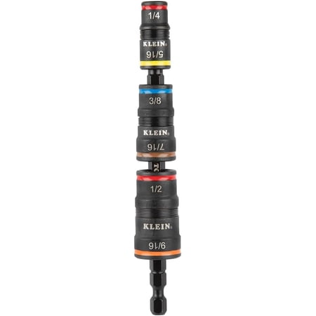 Klein Tools 32933 Impact Driver, SAE 7-in-1 Impact Socket Set, Flip Socket with 6 Hex Driver Sizes, Plus Bit Holding Feature
