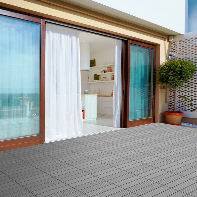 Pure Garden 50-LG1189 Patio and Deck Tiles – Interlocking Slat Pattern Outdoor Floor Pavers Weather Resistant and Anti-Slip Square DIY Mat (Dark Gray 6 Pcs), Pure Garden 50-LG1189 Patio and Deck Tiles – Interlocking Slat Pattern Outdoor Floor Pavers Weather Resistant and Anti-Slip Square DIY Mat (Dark Gray 6 Pcs),