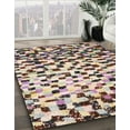 thumbnail image 3 of Ahgly Company Machine Washable Indoor Round Abstract Velvet Maroon Purple Area Rugs, 7' Round, 3 of 7