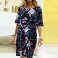 thumbnail image 3 of Pompotops Femmes Casual Col Rond Demi-Manches Imprimé Floral Robes, 3 of 8