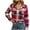 Red, variant on Brilliant Plus Size Clearance Flannels for Women Cropped Shacket Jacket Fashion Plaid Button Down Shirt 2024 Fall Spring Winter Coat Tops Blue S