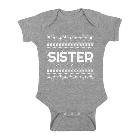 

Awkward Styles Ugly Xmas Baby Outfit Bodysuit Sister Christmas Pattern Romper