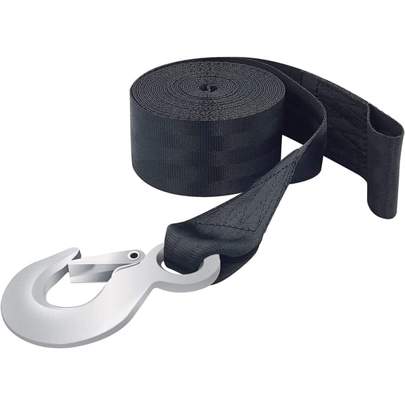Tow Strap with Hooks 2 Inch x 20 Foot, 20,000 lbs Capacity Tow Rope - Heavy Duty Emergency Towing Straps for Vehicles, Cars, Trucks, ATV, for Roadside Recovery, not for Off-Road Recovery (Black)