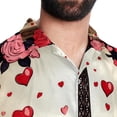 thumbnail image 5 of Eiffel Tower Valentine's Day Men's Short Sleeve Poplin Shirt, Casual Printed Beach Button Down Summer Unisex Shirts, 5 of 6
