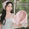 thumbnail image 4 of Skymirror Women Headband Plaid Print Lace Stitching Triangle Scarf Non-Slip Headband Pastoral Style Hair Hoop Hair Accessory, 4 of 8