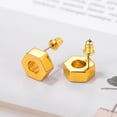 thumbnail image 5 of [Clearance] Screw Hex Nut Stud Earrings for Women Hypoallergenic Gold Plated Stainless Steel Piercing Safety Pin Earrings Jewelry Gifts for Girlfriend Wife Birthday Anniversary, 5 of 7