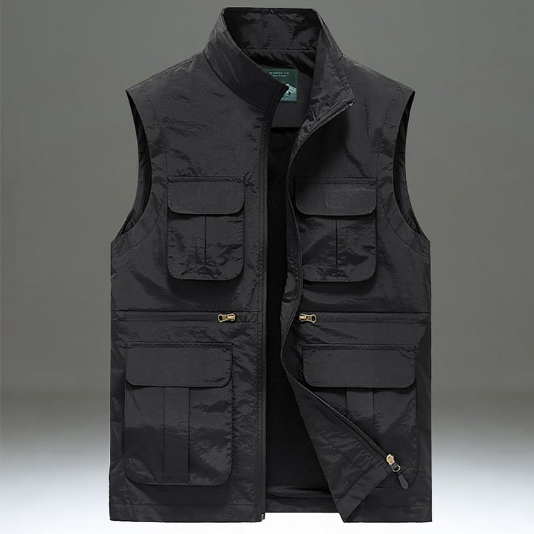 YYDGH Men's Casual Outdoor Work Fishing Travel Photo Cargo Vest Jacket  Lightweight Waistcoat Vest with Multiple Pockets 